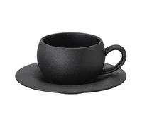 Cups, Mugs and Saucers Japanese Style Set, 110/280ml Egg-Shaped Ceramic Mug, Black White Fired Stone Coffee Cup & Saucer(Black,Large)