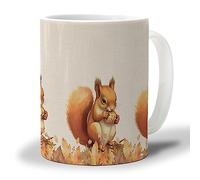 Cups Orange Brown Squirrel Pine Cone Maple Leaves Fall 330Ml Mug Unique Classic Drinkware for Restaurant Milk Home
