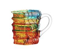 Cups That Look Like Stack of Books - 3D Painted Book Stack Jar, Painted Books Mugs for Book Lovers, Gradient Color Glass Mugs with Handles, for Latte Beer Cappuccino Water Cold Brew Birthday Home