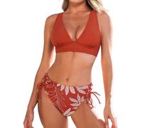 CUPSHE Women Bikini Set for V Neck Triangle Top Wide Straps Cross Back Lace up Mid Rise Two Piece Swimsuit Bathing Suit Black/Leopard L