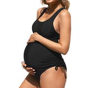 CUPSHE Women Maternity Swimsuit One Piece Crisscross Self Tie Back Strappy Side Square Neck Bathing Suit Swimming Costume