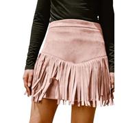 CUPSHE Women Skirts Terra Cotta High Waist Fringe Casual Bodycon A-Line Office Pencil Ladies Mini Skirt Pink M