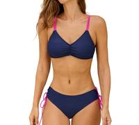 CUPSHE Women's Bikini Set Back Braided Straps Lace Up Bikini Reversible Bottom Two Piece Swimwear Bathing Suits Dark Purple/Magenta S