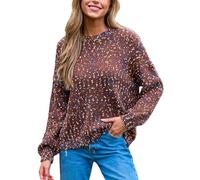 CUPSHE Women's Jumpers Sweater Rainbow Pom Ribbed Long Sleeves Colorful Pullover Tops Coffee Brown L
