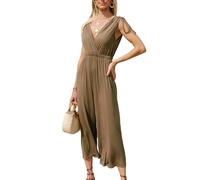 CUPSHE Women's Jumpsuit V Neck Wrap Sleeveless Tie Shoulder Wide Leg Summer Elegant Overall Olive Green M
