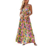 CUPSHE Women's Maxi Casual Dress V Neck Sleeveless Twisted Tie Back Paisley Floral Print Summer Long Party Cocktail A-line Dress Tropical Floral S