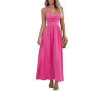 CUPSHE Women's Maxi Casual Dress V Neck Sleeveless Twisted Tie Back Paisley Floral Print Summer Long Party Cocktail A-line Dress Hot Pink XL