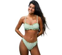 CUPSHE Women's Scoop Neck Two Piece Bikini Sets Low Rise Ruffle Swimsuit | Y2K,Back Self Tie,Adjustable Straps,Merrow Edge,Soft Removable Cups,Flattering Bathing Suit For Vacation And Beach