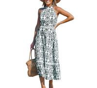 CUPSHE Women's Summer Dress Paisley Halter Neck Sleeveless Cutout Backless Beach Boho Long Dresses
