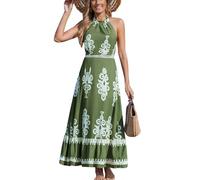 CUPSHE Women's Summer Dress Paisley Halter Neck Sleeveless Cutout Backless Beach Boho Long Dresses