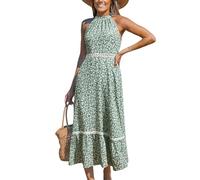 CUPSHE Women's Summer Dress Paisley Halter Neck Sleeveless Cutout Backless Beach Boho Long Dresses