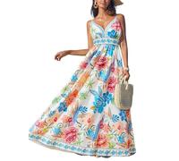 CUPSHE Women's Summer Dresses Casual Spring V Neck Sleeveless Floral Beach Vacation Long Spaghetti Strap Flowy Maxi Dress