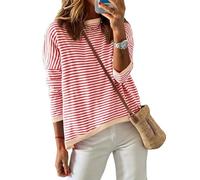 Cuptacc Ladies Jumpers Cotton Long Sleeve Tops Women Striped Sweatshirts Tunic Tshirts Women Crew Neck Jumper