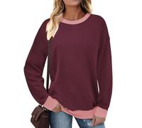 Cuptacc Ladies Jumpers Lightweight Crewneck Long Sleeve Tops Purple XXL