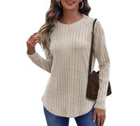 Cuptacc Ladies Tops Lightweight Womens Sweatshirt Tunic Ladies Jumpers Womens Plus Size Tops Apricot XXL 20-22