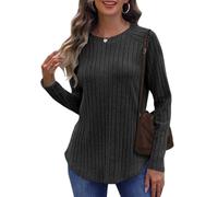 Cuptacc Ladies Tops Lightweight Womens Sweatshirt Tunic Ladies Jumpers Womens Plus Size Tops Dark Gray XXL 20-22