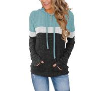 Cuptacc Pullover Women's Autumn Essentials Hoodie Women's Hoodie Casual Sweatshirts Elegant Long Sleeve Shirt, Teal Grey, L