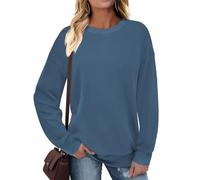 Cuptacc Sweatshirt Women Uk Spring Lounging Around The House Casual Color Block Long Sleeve T Shirt Lightweight Soft Trendy Women Tops Mist Blue S
