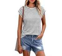 Cuptacc T Shirts for Women Summer Crew Neck Cap Sleeve Tops Business Outfit | Round Neck, Short Sleeves, Loose-Fit, Lightweight & Breathable Fabric, Suitable for Everyday Wear, Elegant Casual Design
