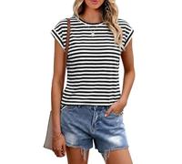 Cuptacc T Shirts for Women Summer Crew Neck Cap Sleeve Tops Business Outfit | Round Neck, Short Sleeves, Loose-Fit, Lightweight & Breathable Fabric, Suitable for Everyday Wear, Elegant Casual Design