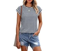 Cuptacc T Shirts for Women Summer Crew Neck Cap Sleeve Tops Business Outfit | Round Neck, Short Sleeves, Loose-Fit, Lightweight & Breathable Fabric, Suitable for Everyday Wear, Elegant Casual Design