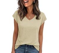 Cuptacc T Shirts for Women Summer V Neck Cap Sleeve Tops Business Outfit | Short Sleeves, Loose-Fit, Lightweight & Breathable Fabric, Suitable for Everyday Wear, Elegant Casual Design