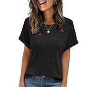 Cuptacc T Shirts for Women UK Basic Ladies Tops Crew Neck Womens Tees and Tanks Comfy Ladies Short Sleeve Blouses Black XL 18-20