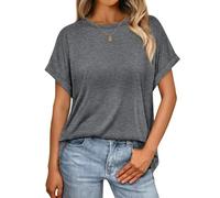Cuptacc T-Shirts for Women UK Chic and Elegant Crew Neck Basic Tee Shirts Lightweight Breathable Outdoor Top Lounge Plain Streetwear Dark Gray 10-12