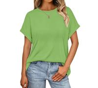 Cuptacc T-Shirts for Women UK Chic and Elegant Crew Neck Basic Tee Shirts Lightweight Breathable Outdoor Top Lounge Plain Streetwear Light Green 12-14