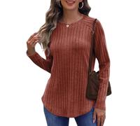 Cuptacc Women Tops Elegant Ladies Warm Sweater Tunic Ladies Jumpers Casual Tops For Women Uk Loose Caramel XL 18-20