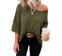 Cuptacc Women's 3/4 Sleeve Sweatshirt 2024 Spring Summer Tunic Top Round Neck T-Shirt Blouse Chic and Elegant, dark green, M