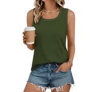 Cuptacc Women's Summer Tank Top with U-Neck Sleeveless Summer T-Shirts Basic Classic Solid Color Summer Tank Top, army green, S