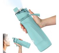 CUPYUOOU Misting Water Bottle, 24oz Insulated Water Bottle, 2-in-1 Mist & Sip Stainless Steel Water Bottles, Sports Water Bottle for Hiking, Running, Gym, Teal Blue