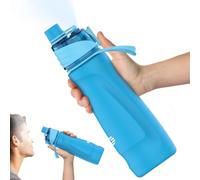 CUPYUOOU Misting Water Bottle, 24oz Insulated Water Bottle, 2-in-1 Mist & Sip Stainless Steel Water Bottles, Sports Water Bottle for Hiking, Running, Gym, Lake Blue