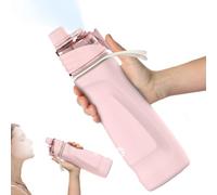 CUPYUOOU Misting Water Bottle, 24oz Insulated Water Bottle, 2-in-1 Mist & Sip Stainless Steel Water Bottles, Sports Water Bottle for Hiking, Running, Gym, Light Pink
