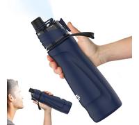 CUPYUOOU Misting Water Bottle, 24oz Insulated Water Bottle, 2-in-1 Mist & Sip Stainless Steel Water Bottles, Sports Water Bottle for Hiking, Running, Gym, Navy Blue