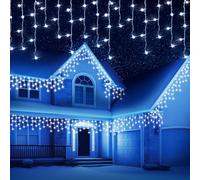 CUQOO 14m Christmas Icicle Lights - 360 Cool White LEDs, Snowy White Cable, 8 Lighting Modes, Energy Class A - Waterproof Low Voltage Outdoor Christmas Lights Icicle & Indoor Holiday Décor