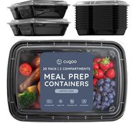Cuqoo 20 Pack Meal Prep Containers 2 Compartment Lunch Boxes Bpa Free Storage Stackable Reusable Microwave And Freezer Safe Still