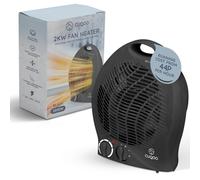 CUQOO 2KW Fan Heater and Cooler Black Variable Thermostat 2 Heat Settings Low Energy Usage 2in1 Portable Electric Quiet Heater and Cooler for H