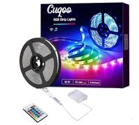 CUQOO 2m Smart LED Strip Lights with Remote Control - Colour Changing, Music Sync LED Lights for Bedroom | Battery Powered RGB Led Strip Lights | Adjustable Brightness Light | Powerful Strip Light