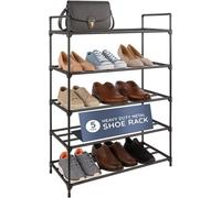 Cuqoo 5 Tier Shoe Rack Metal Storage Heavy Duty Shoe Organiser With Anti Rust Finish Quick Assembly Space Saving Unit Black