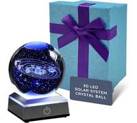 Cuqoo 8Cm 3D Solar System Crystal Ball Night Light Led Crystal Ball With Engraved Universe Planet Sphere Home Decor