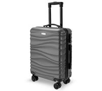 Cuqoo Avio Grey Wave Cabin Suitcase 55X40X20Cm Lightweight Hard Shell Carry On Hard Case Fits Ryanair, Easyjet, Jet2