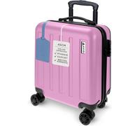 Cuqoo Avio Jett 45Cm Pink Underseat Cabin Bag Airline Approved Small Suitcase With Spinner Wheels Hard Shell Lock And Telescopic Handle