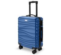 Cuqoo Avio Navy Wave Cabin Suitcase 55X40X20Cm Lightweight Hard Shell Carry On Hard Case With 3-Digit Lock Fits Ryanair, Easyjet, Jet2
