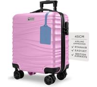 Cuqoo Avio Pink Wave Underseat Cabin Bag 45X36X20Cm Lightweight Hard Case Compact Suitcase Fits Ryanair, Easyjet, Wizz Air
