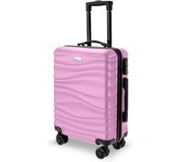Cuqoo Avio Wave 55Cm Cabin Suitcase Lightweight Hard Shell Carry On Luggage With Spinner Wheels Telescopic Handle Compact Interior Pink
