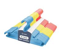 CUQOO Baby Hangers - 36 Pack Plastic Durable Hangers with Smooth Edges & Non-Slip Notches, Space-Saving Multicoloured Design for Infant & Toddler Clothes Organisation, Ideal for Tidy Wardrobes