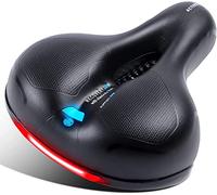 CUQOO Bicycle Seat in Blue - Soft Memory Foam Padded Cycling Saddle Replacement | Comfortable City Bike with Dual Shock Absorbing Balls Reflective Strip | Universal Fit for Indoor Outdoor Bikes