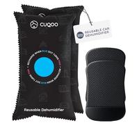 CUQOO Car Dehumidifier Bag - Reusable Moisture Absorber for Car Interior with Anti-Slip Mat - Microwave Reactivated Dehumidifier Bags for Condensation, Damp & Fog (2 Pack)